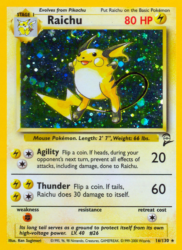 Raichu 16/130 — Pokémon Base Set 2 card
