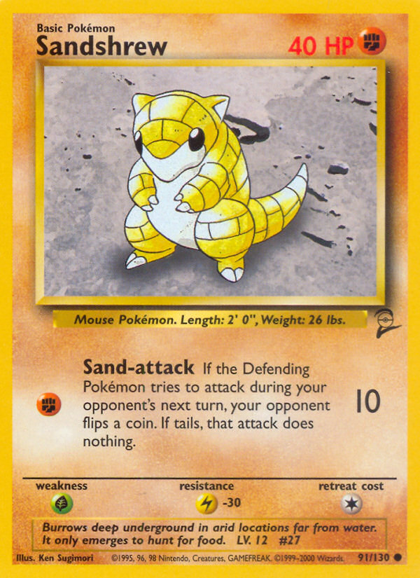 Sandshrew 91/130 — Pokémon Base Set 2 card