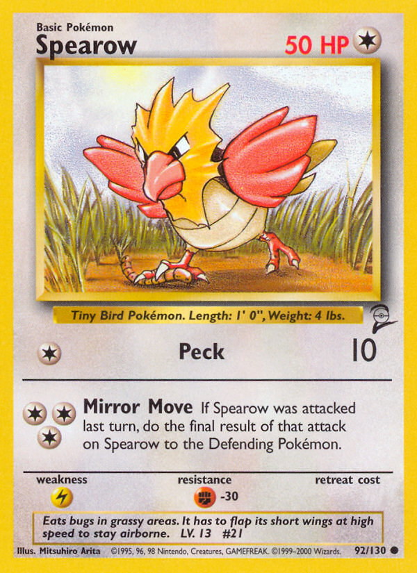 Spearow 92/130 — Pokémon Base Set 2 card