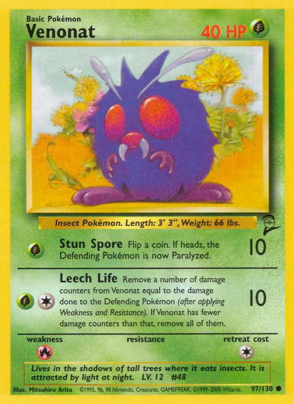Venonat 97/130 — Pokémon Base Set 2 card