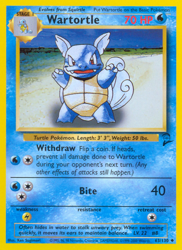 Wartortle 63/130 — Pokémon Base Set 2 card