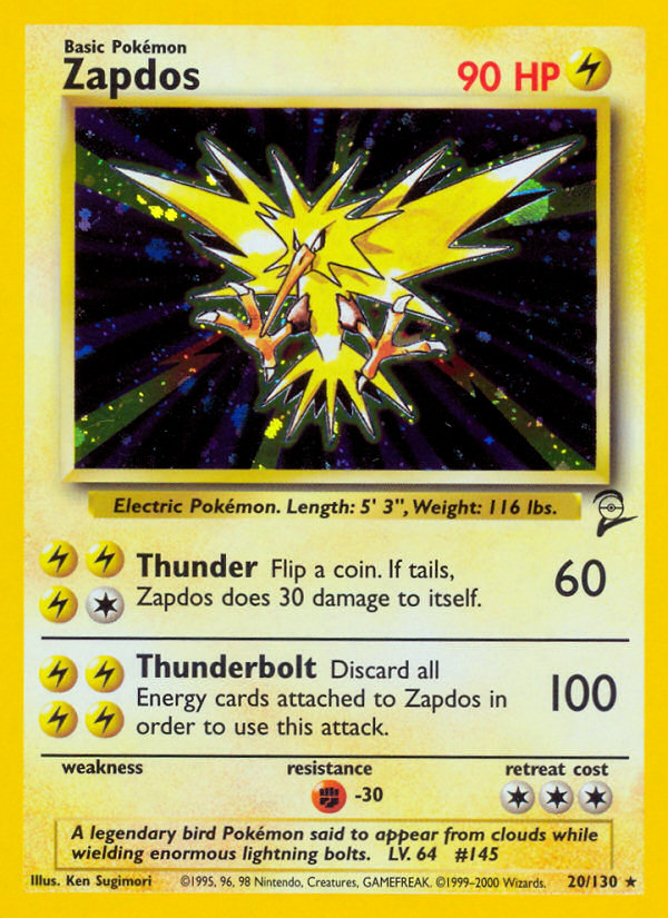 Zapdos 20/130 — Pokémon Base Set 2 card