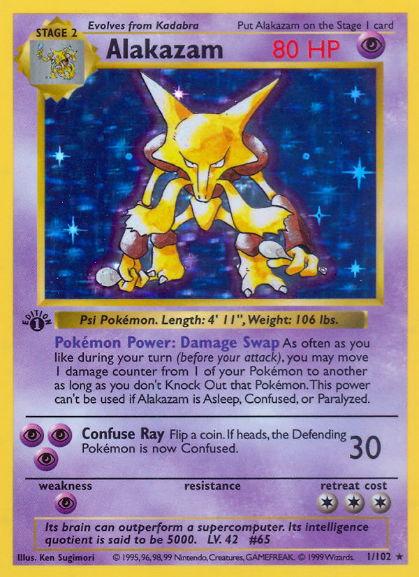 Alakazam 1/102 Pokémon Base Set card