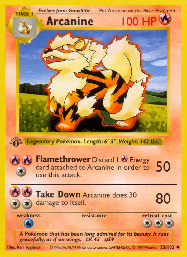 Arcanine 23/102 Pokémon Base Set card