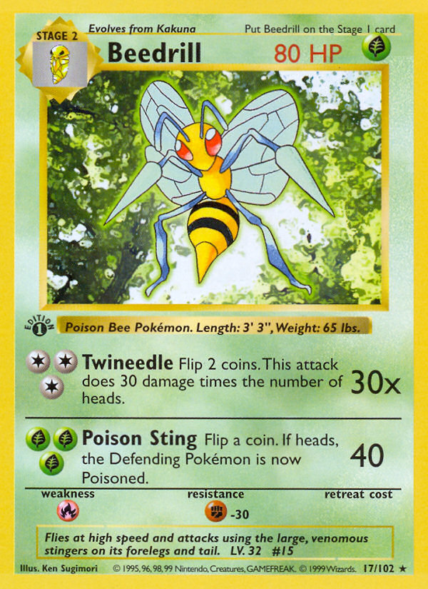 Beedrill 17/102 Pokémon Base Set card