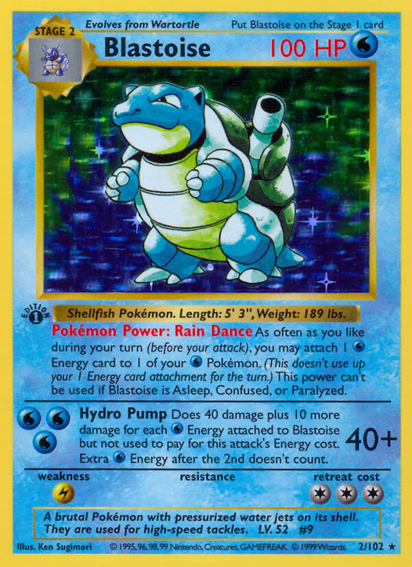 Blastoise 2/102 Pokémon Base Set card