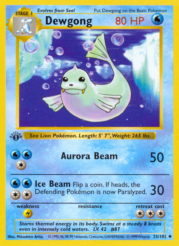 Dewgong 25/102 Pokémon Base Set card