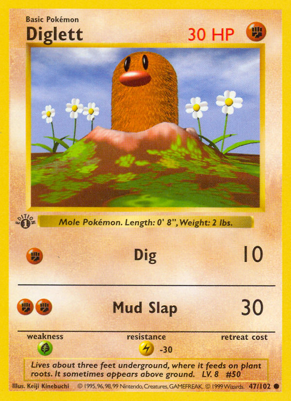 Diglett 47/102 Pokémon Base Set card