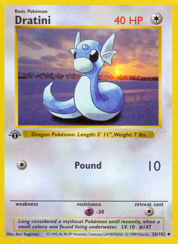 Dratini 26/102 Pokémon Base Set card