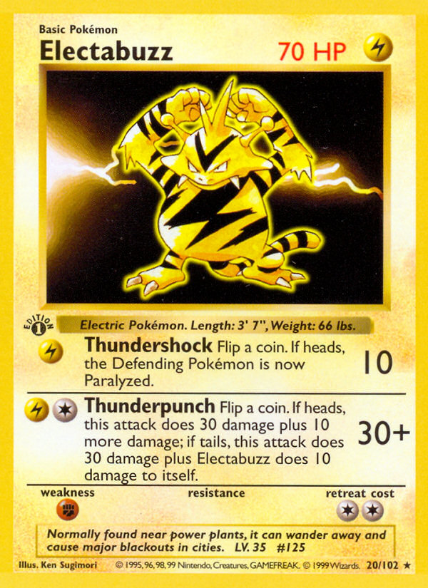 Electabuzz 20/102 Pokémon Base Set card