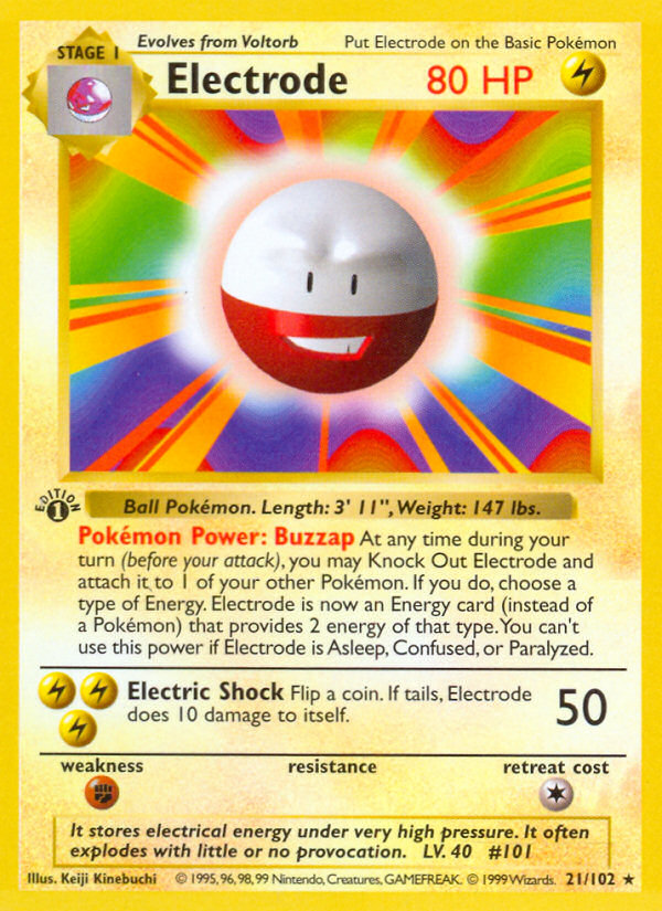 Electrode 21/102 Pokémon Base Set card