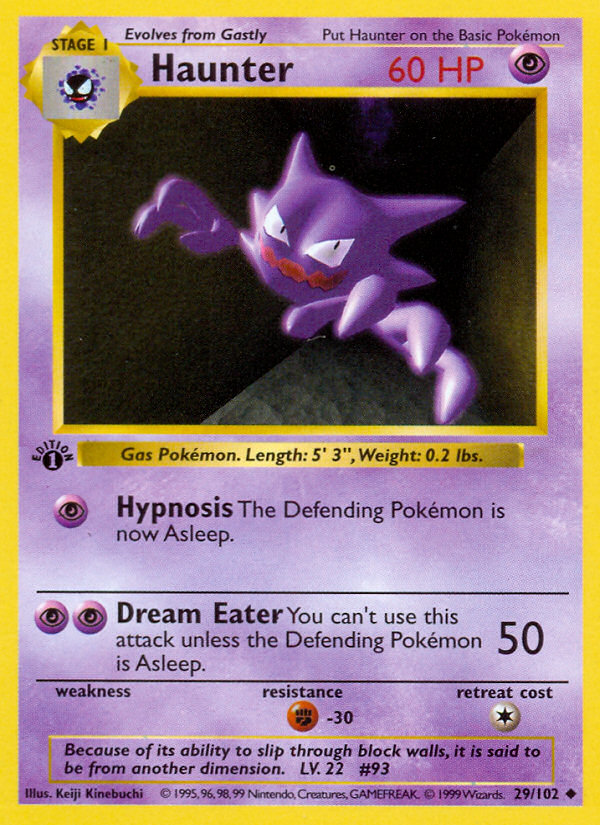 Haunter 29/102 Pokémon Base Set card