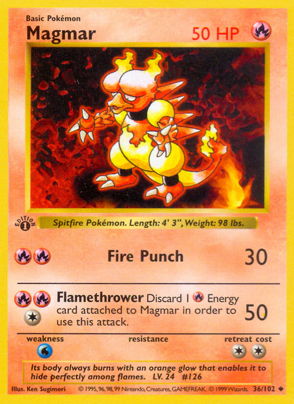 Magmar 36/102 Pokémon Base Set card