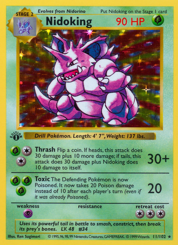 Nidoking 11/102 Pokémon Base Set card