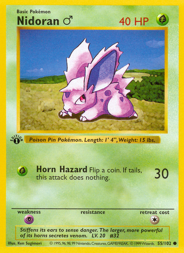 Nidoran ♂ 55/102 Pokémon Base Set card