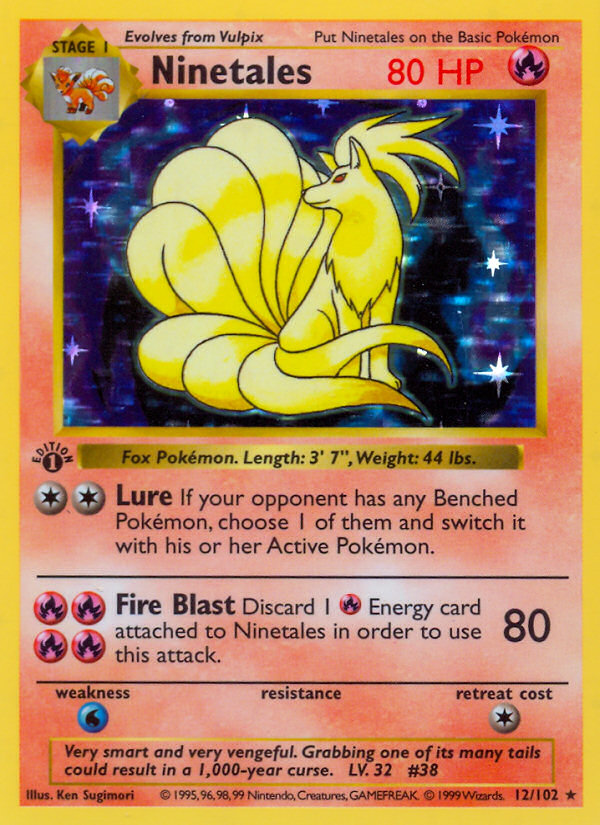 Ninetales 12/102 Pokémon Base Set card