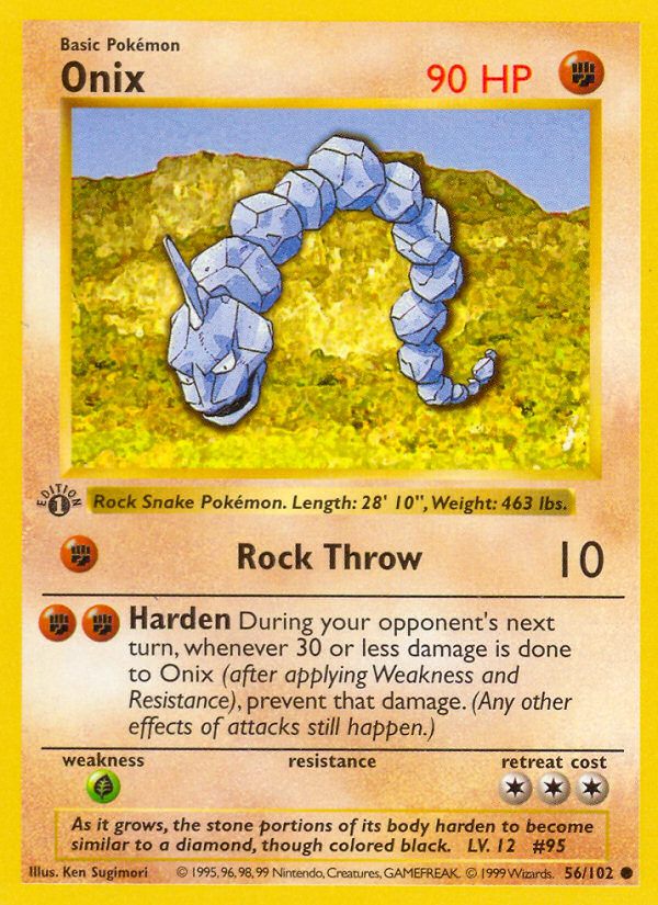 Onix 56/102 Pokémon Base Set card