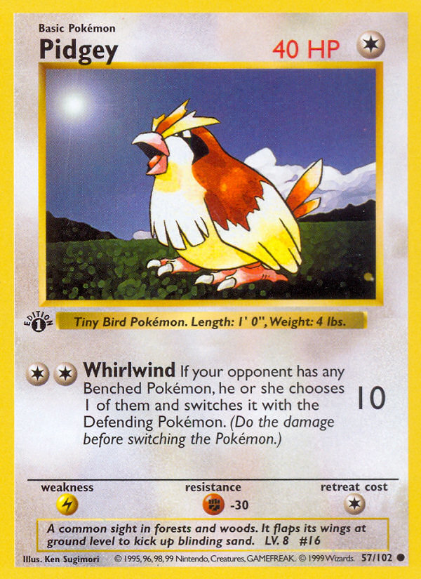 Pidgey 57/102 Pokémon Base Set card