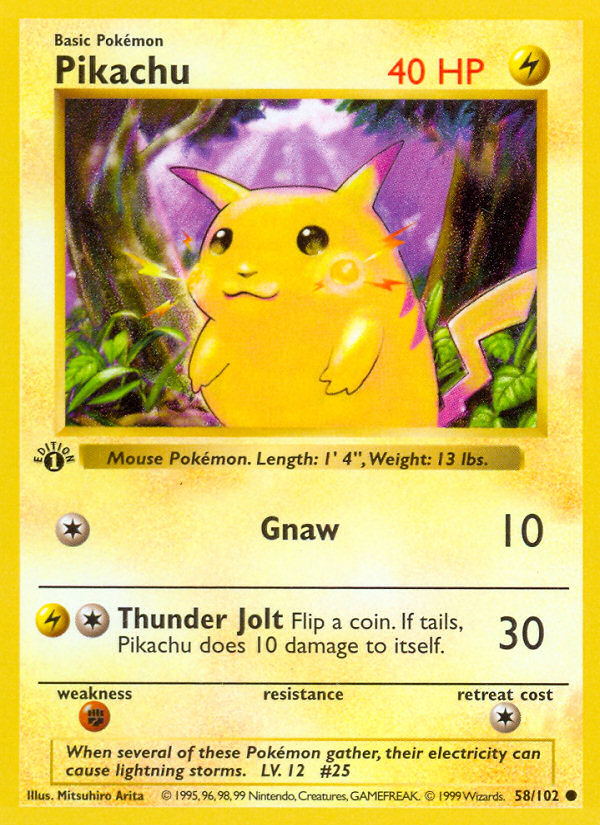 Pikachu 58/102 Pokémon Base Set card