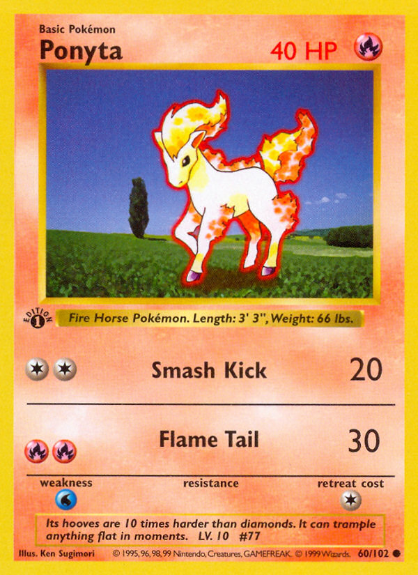 Ponyta 60/102 Pokémon Base Set card