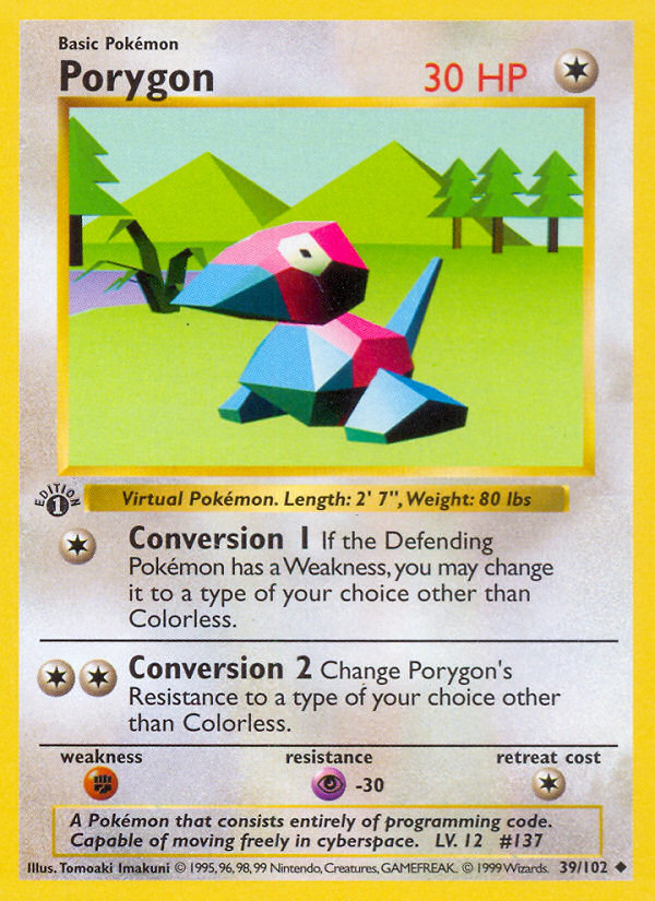 Porygon 39/102 Pokémon Base Set card