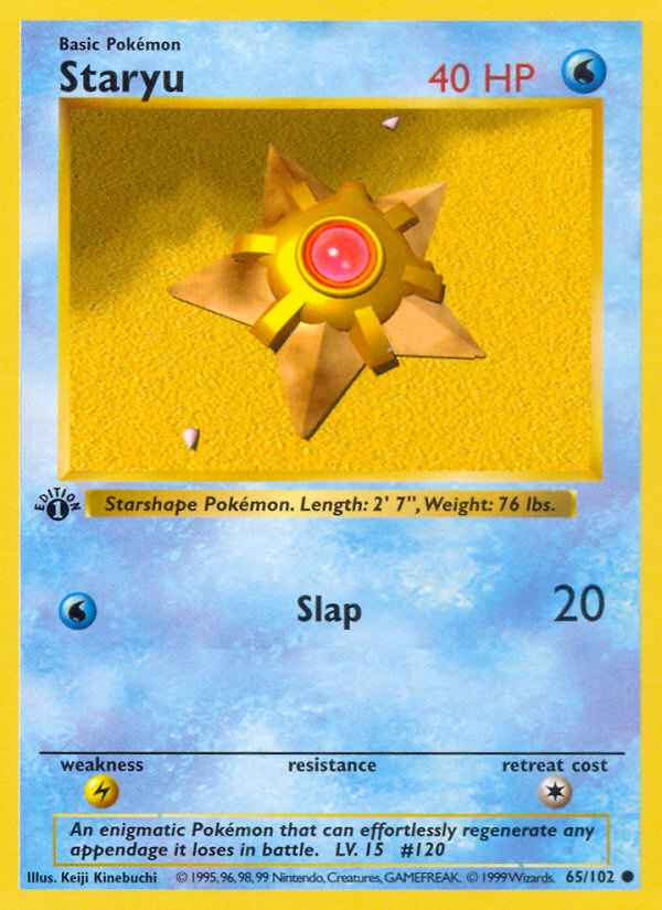 Staryu 65/102 Pokémon Base Set card