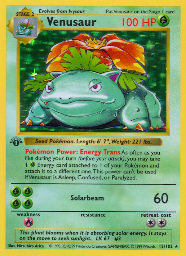 Venusaur 15/102 Pokémon Base Set card