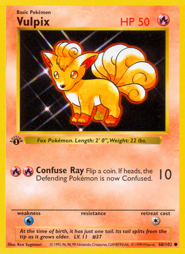 Vulpix 68/102 Pokémon Base Set card