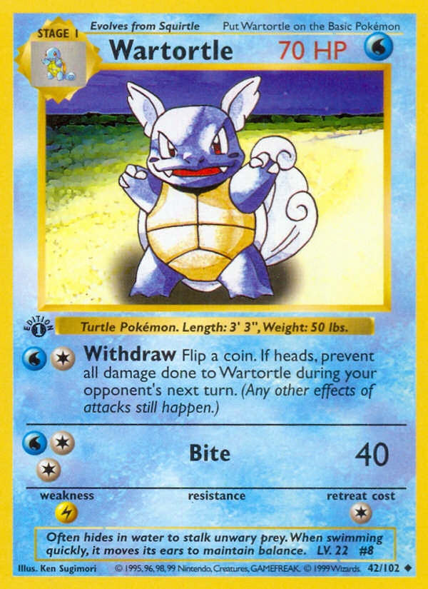 Wartortle 42/102 Pokémon Base Set card