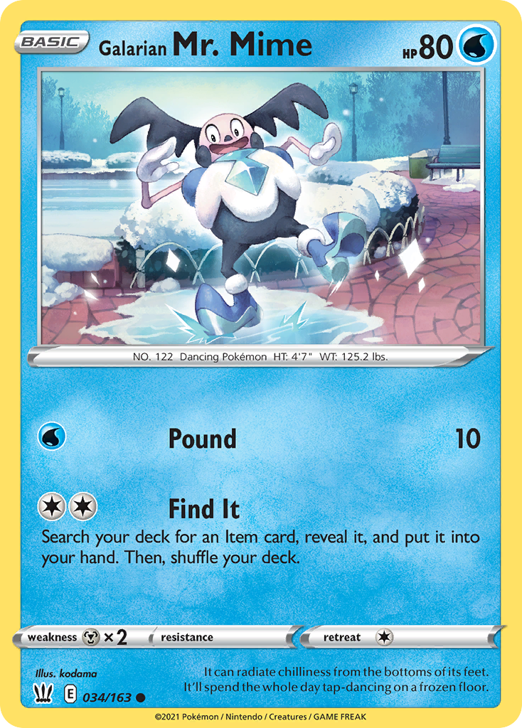 Galarian Mr. Mime 34/163 — English Pokémon Battle Styles (2021) card