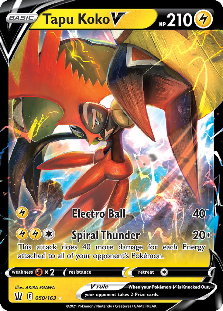 Tapu Koko V 50/163 — English Pokémon Battle Styles (2021) card