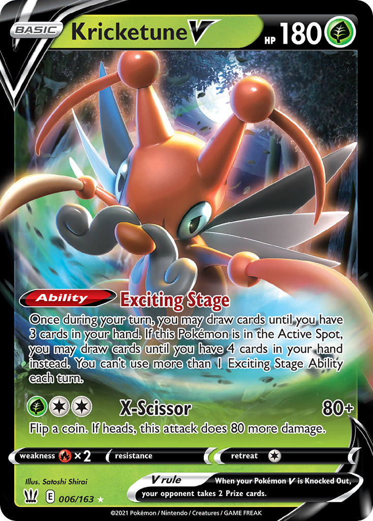 Kricketune V 6/163 — English Pokémon Battle Styles (2021) card