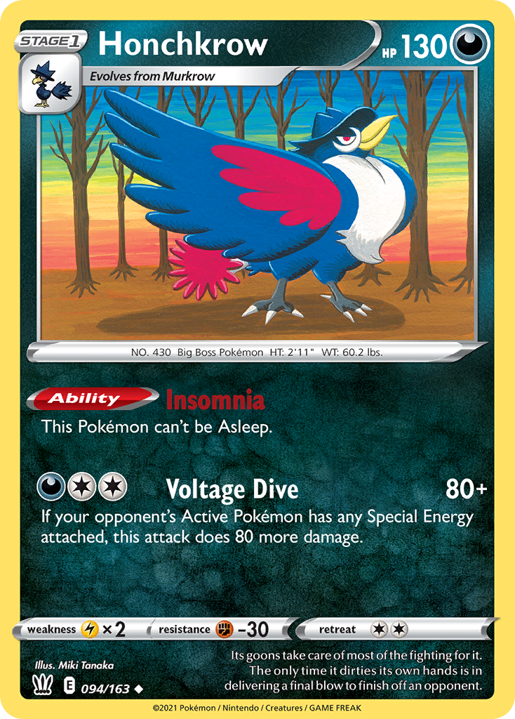 Honchkrow 94/163 — English Pokémon Battle Styles (2021) card