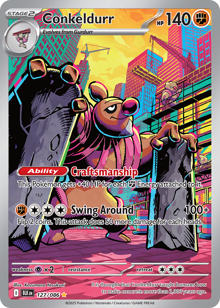 Conkeldurr 127/86 — English Pokémon Black Bolt (2025)