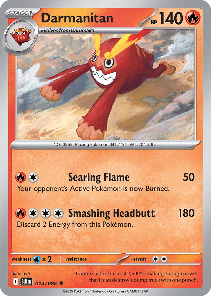 Darmanitan 14/86 — English Pokémon Black Bolt (2025)