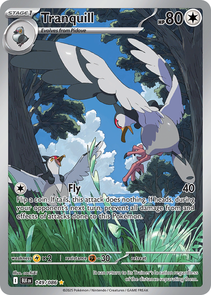Tranquill 149/86 — English Pokémon Black Bolt (2025)