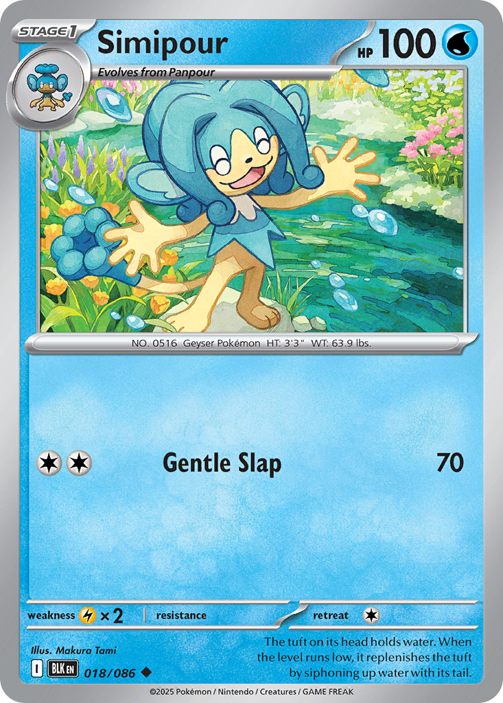 Simipour 18/86 — English Pokémon Black Bolt (2025)