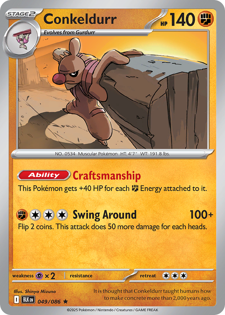 Conkeldurr 49/86 — English Pokémon Black Bolt (2025)