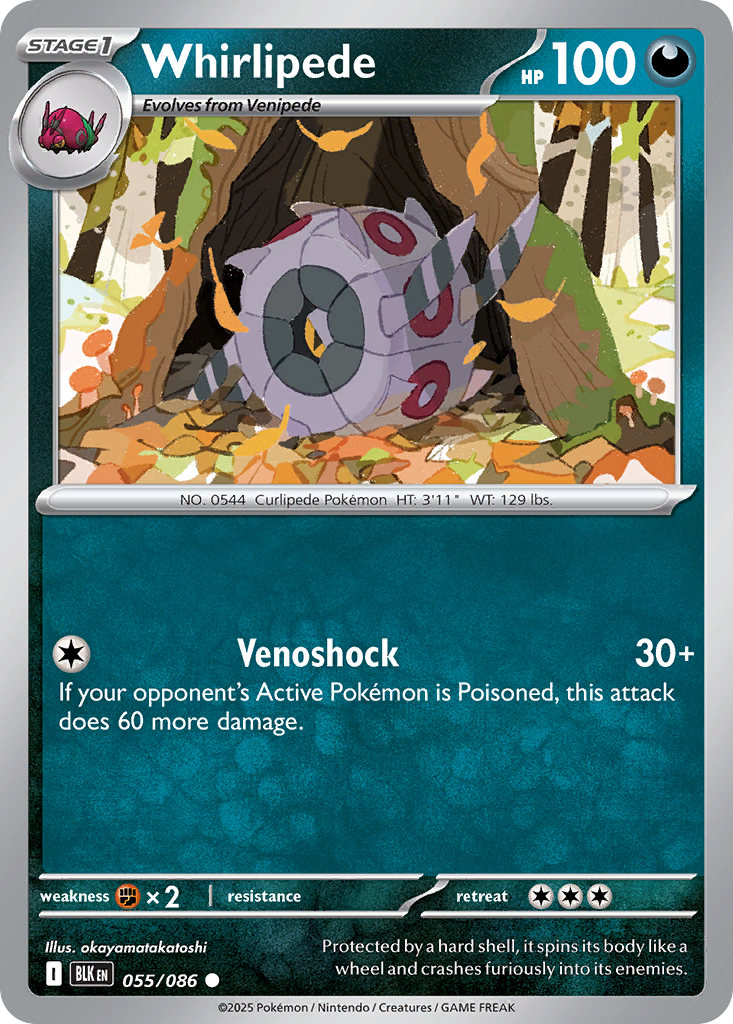 Whirlipede 55/86 — English Pokémon Black Bolt (2025)