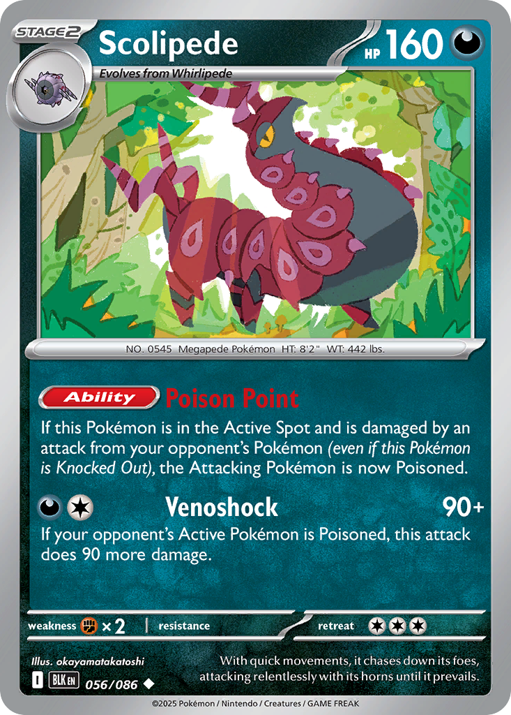 Scolipede 56/86 — English Pokémon Black Bolt (2025)
