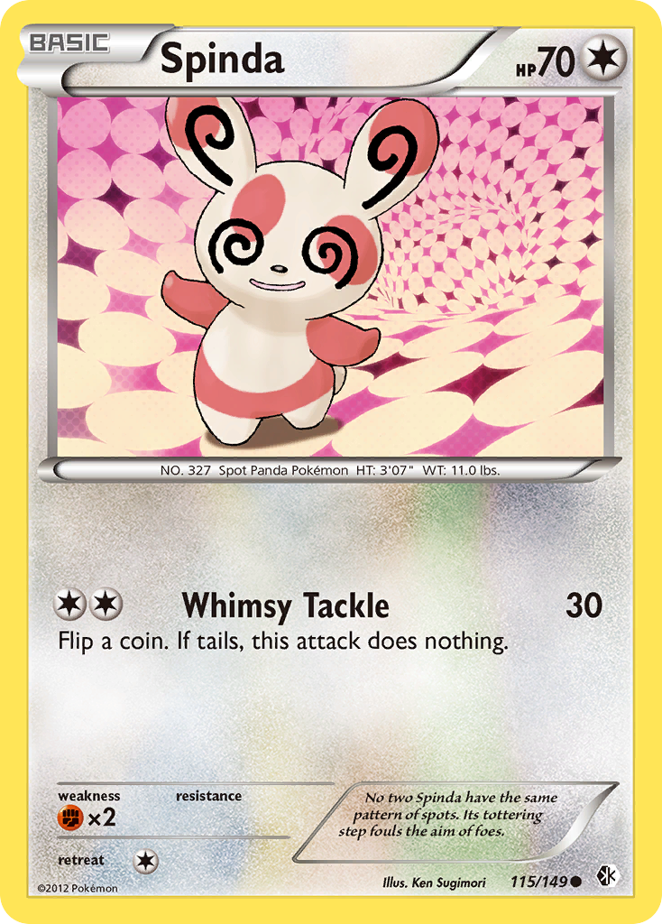 Spinda 115/149 Pokémon card from Boundaries Crossed (2012), English Common