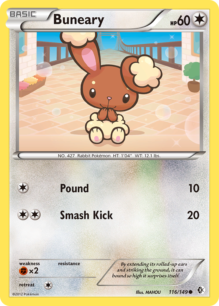 Buneary 116/149 Pokémon card from Boundaries Crossed (2012), English Common