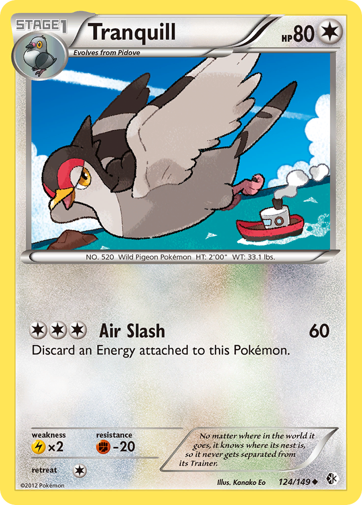 Tranquill 124/149 Pokémon card from Boundaries Crossed (2012), English Uncommon