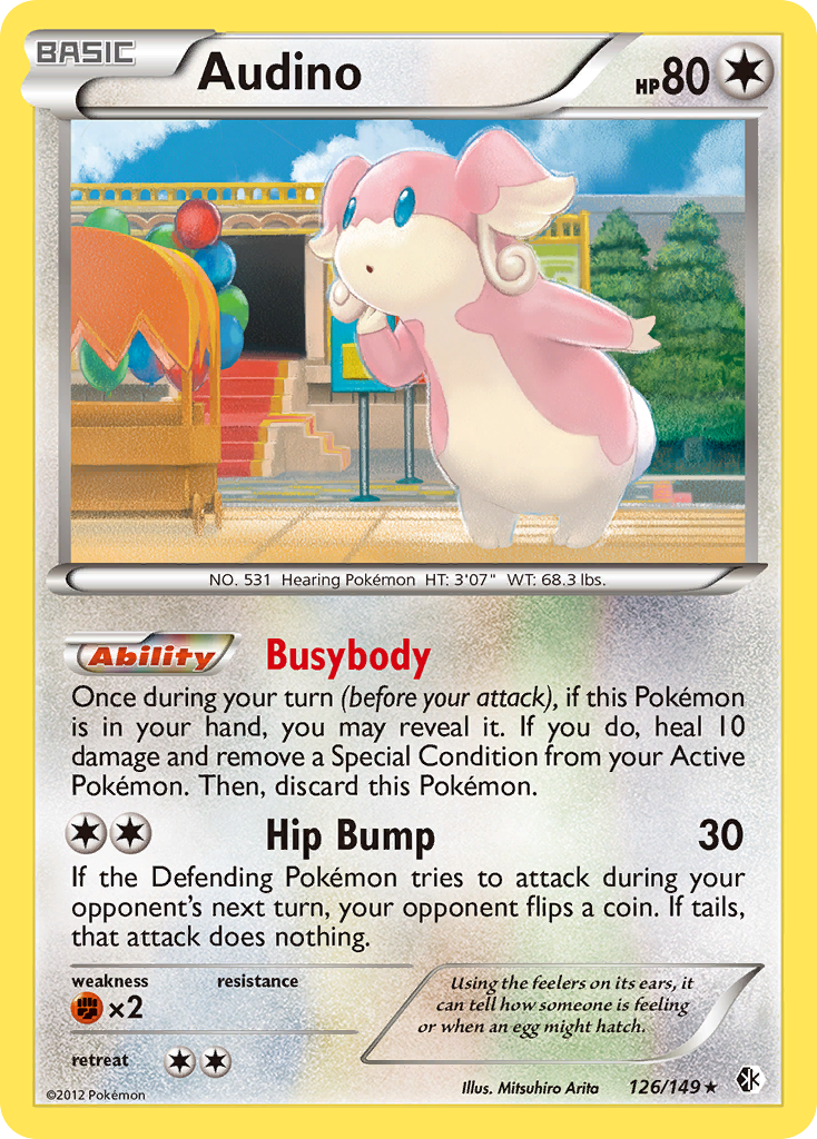 Audino 126/149 Pokémon card from Boundaries Crossed (2012), English Rare