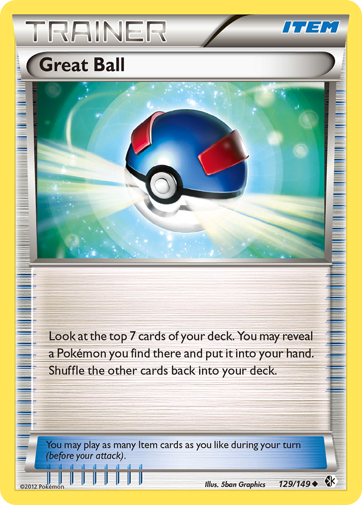 Great Ball 129/149 Pokémon card from Boundaries Crossed (2012), English Uncommon