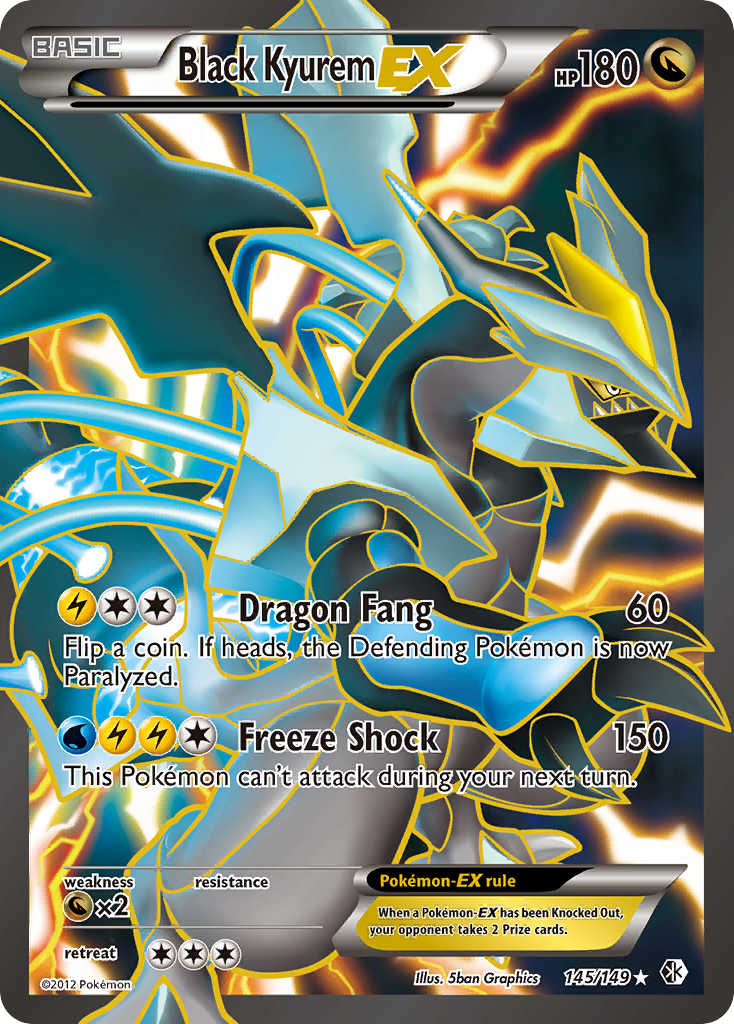 Black Kyurem-EX 145/149 Pokémon card from Boundaries Crossed (2012), English Rare Ultra