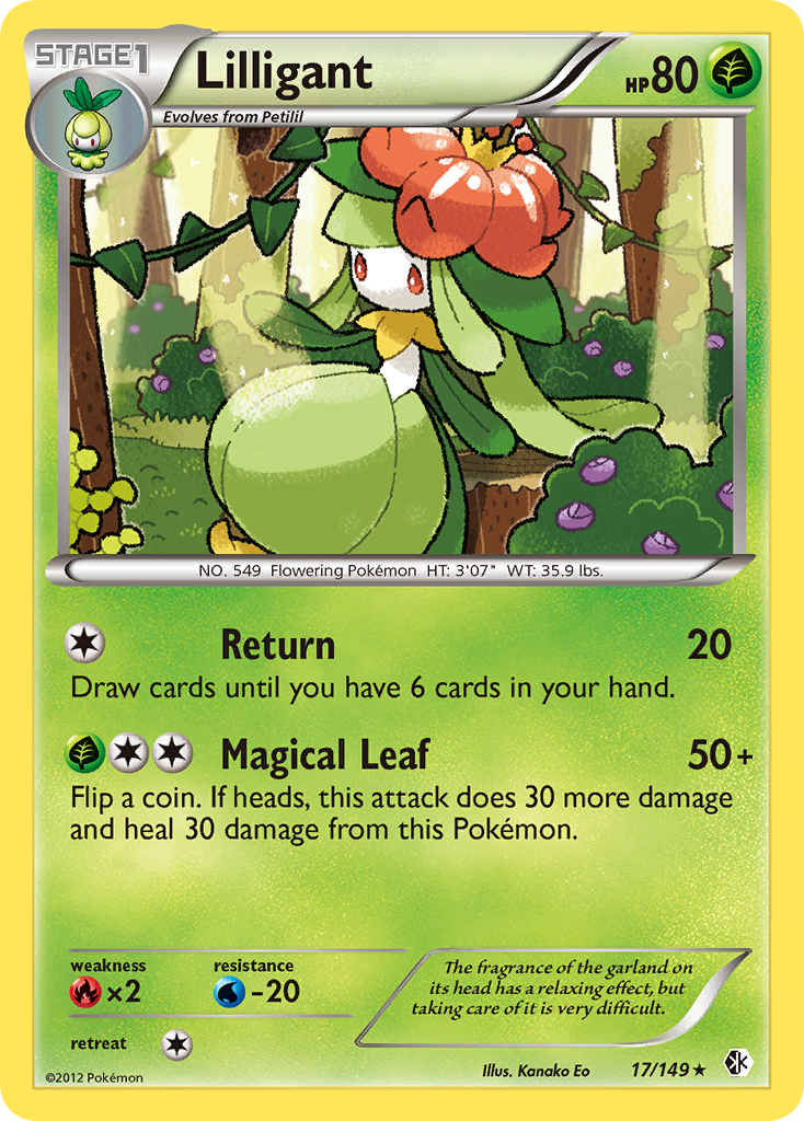 Lilligant 17/149 Pokémon card from Boundaries Crossed (2012), English Rare