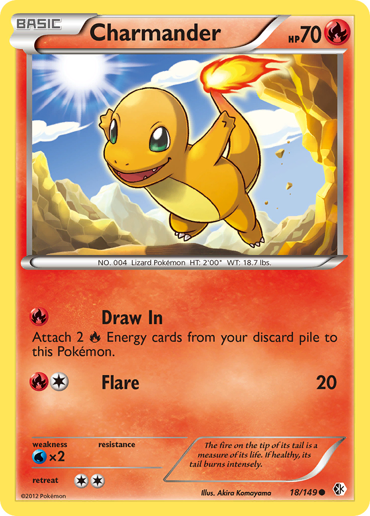 Charmander 18/149 Pokémon card from Boundaries Crossed (2012), English Common