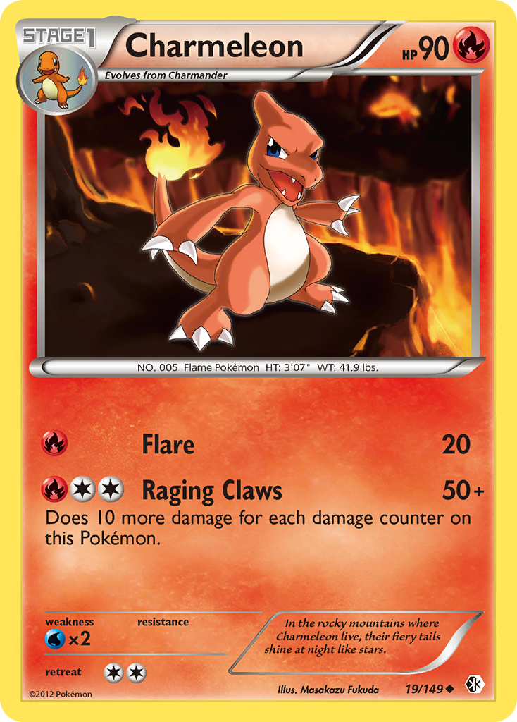 Charmeleon 19/149 Pokémon card from Boundaries Crossed (2012), English Uncommon