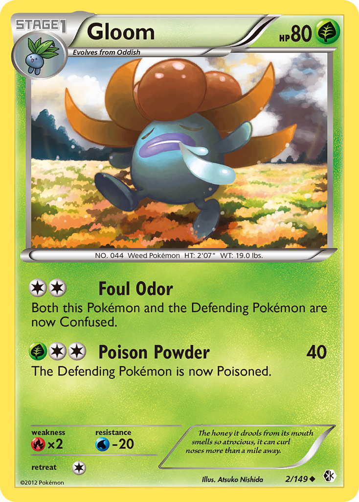 Gloom 2/149 Pokémon card from Boundaries Crossed (2012), English Uncommon